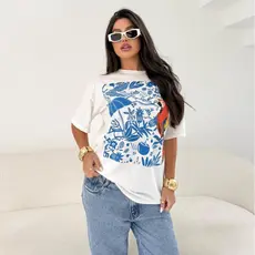 Camiseta Tshirt Feminina Ipanema Arara Vermelha 100% Algodão Tendencia