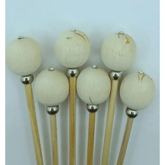 Vareta Bola Madeira Natural com Strass para Aromatizador – Elegante e Decorativa
