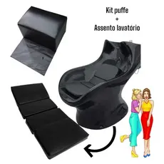 KIT BABY BANK ASSENTO CADEIRA BARBEIRO + ESTOFADO ALMOFADA LAVATÓRIO ITALIANO SALÃO BELEZA