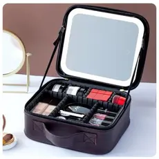 Maleta Maquiagem Com Espelho e Luz Led Usb Com Cabo Makeup Profissional