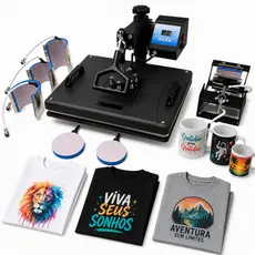 Prensa Térmica Plana 8 Em 1 Sublimação Prato Camisas Canecas Boné