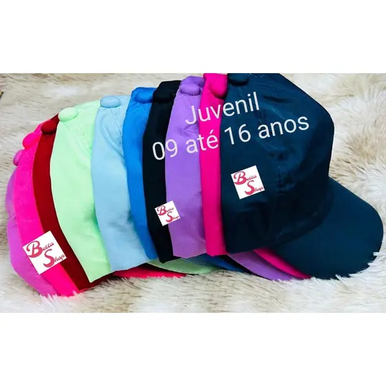 10 Bonés Lisos Juvenis - De 09 até 16 anos - Atacado (10 unid) - Pacote - Kit DE CORES MIX OU COR ÚNICA