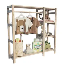 Arara Balcao Pinus Com Cabideiro Para Roupa e Sapateira e Decorações