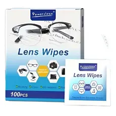 Caixa Powerclean C/ 100 Peças Lenços Flanela Umedecidos Antiembaçante Limpa Lentes Óculos Câmera