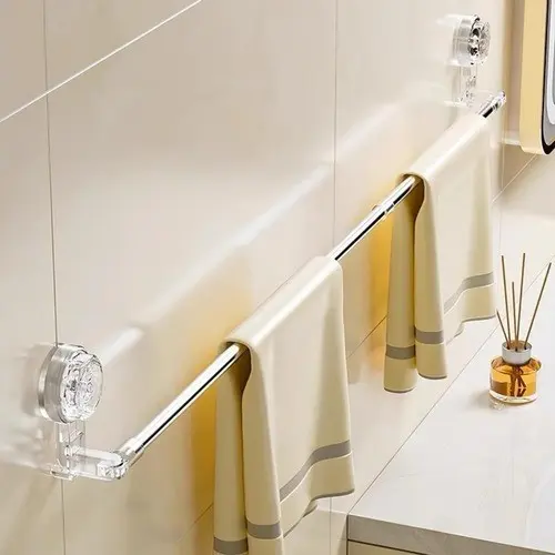 Toalheiro Suporte Porta Toalha Com Ventosa Sucção Retrátil