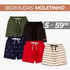 Kit Sortido 2 ou 5 Bermuda 100% algodão Infantil Menino 1 ao 10 Bermudas infantil menino bebe 100% Algodão