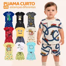 Kit Sortido 4 ou 8 Peças de Pijama Curto Bebê Menino Camisas + Bermudas Conjunto Pijama De Verão Infantil Masculino
