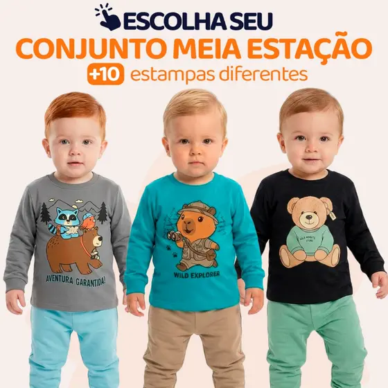 Conjunto, Meia Estação, Bebe, Meninos, Baby, Camisa, Manga Longa, Calça, Moletom, Roupa de Frio, Masculino, Neném L08