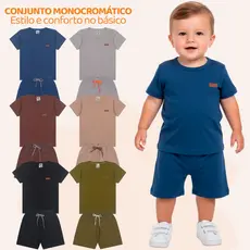 Kit 4 ou 6 Peças Conjunto Bebê Menino Neném Camiseta Bermuda Minimalista Masculino Verão Casual Algodão Liso Manga Curta