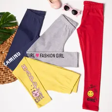Kit de 4 Calças Leggings de Cotton Cores Sortidas para Meninas Tamanho 2 ao 10 Roupa Infantil Menina Bebê
