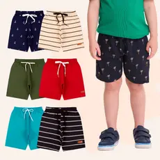 Kit  3 ou 5 Bermudas Menino Infantil Moletinho em Algodão Moda Casual