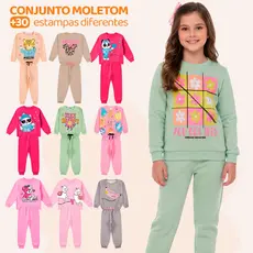 Kit Sortido 2 , 6 ou 12 Peças Moletom Roupa De Bebê Menina Infantil Inverno Feminino Peluciado Estampado para Frio