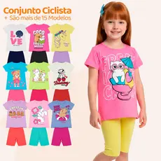 Kit Sortido 6 ou 4 Peças de Roupas Infantil Menina Conjunto Ciclista Tamanho 1 ao 10