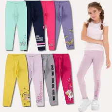 Kit Sortido  3 ou 6 Calças Leggings de Cotton para Meninas Bebê Menina Infantil Roupa de Bebês Feminino