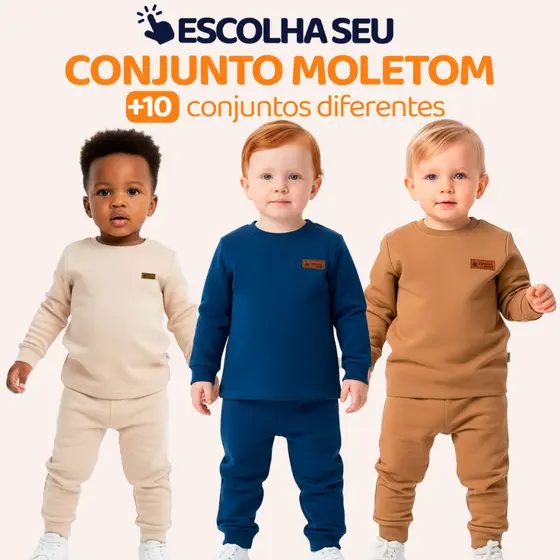 Conjunto Moletom Minimalista Bebê Menino Neném Blusa e Calça Manga Longa Roupa de Inverno Masculino Básico Agasalho L13