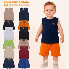 Kit 4 ou 6 Peças Sortidas Conjunto Regata Menino Infantil ou Conjunto Unitário Verão Masculino Roupa de verão