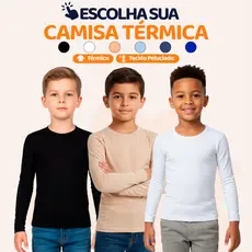 Escolha seu Conjunto Térmico Infantil Menino Quentinho Para Inverno Masculino De Frio Liso Blusa Térmica Manga Longa L08
