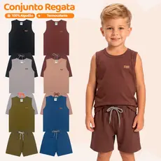 Kit 2, 4 ou 6 peças Regata Infantil de Menino Minimalista Basico Verão Masculino Bebe Casual ou 6 Peças Roupa de Calor