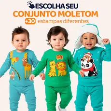 Conjunto Moletom Bebê Menino Baby Blusa e Calça Manga Longa Roupa de Frio Inverno Masculino Agasalho com Estampado L04