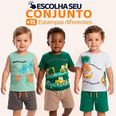 Conjunto Bebê Masculino Menino Infantil Verão Manga Curta Tamanho 1 ao 8 - Roupa para Bebê Masculino Roupa Calor L01