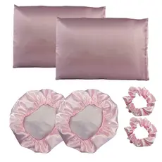 kit cetim 2 toucas + 2 fronhas + 2 xuxinhas de brinde tudo em cetim anti frizz