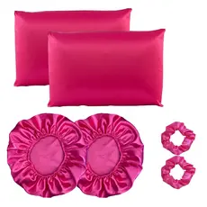 Kit cetim 2 toucas + 2 fronhas + xuxinhas