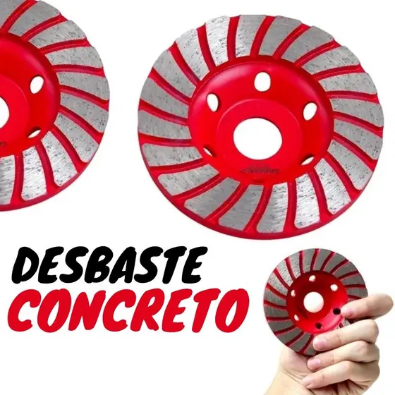 Disco Desbaste Diamantado Turbo Concreto Mármore Rebolo 100mm