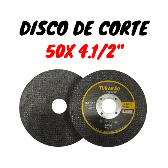 50 Disco de Corte 4.1/2" x 1,00mm Furo 7/8" Inox e Metal - Tubarão