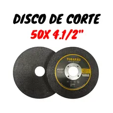 50 Disco de Corte 4.1/2" x 1,00mm Furo 7/8" Inox e Metal - Tubarão