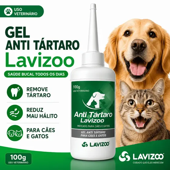 Anti Tártaro Lavizoo para Cães e Gatos 100g Remove Tártaro e Mau Hálito