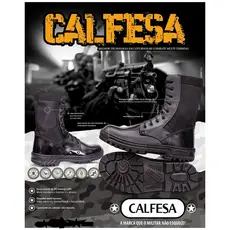 Coturno Militar Calfesa Preto Sem Zíper + Palmilha Anatômica + Cadarço Elástico