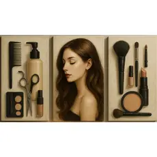 Quadro decorativo salão de beleza maquiagem 3 peças 60x40 batom delineador