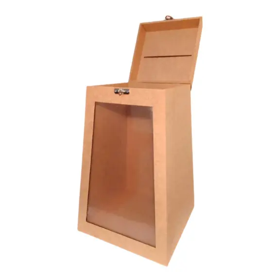 Urna Acrilico em mdf cru urna cofre caixa grande com fecho para cadeado 46x27x27