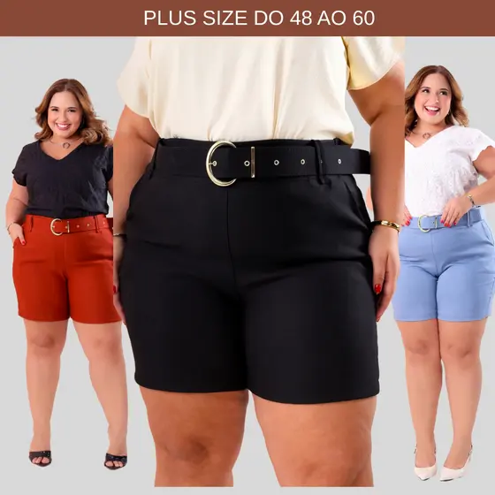 Bermuda Com Cinto Plus Size Feminina do 48 ao 62