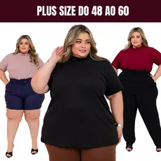 Blusa de Malha Gola Alta PLus Size Feminina