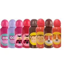 GARRAFA DE AGUA SQUEEZE ALUMINIO INFANTIL INOX CACHORRO/MACACO/CORUJA 400Ml / CRIANÇA / BEBE / COM BICO / PASSEAR