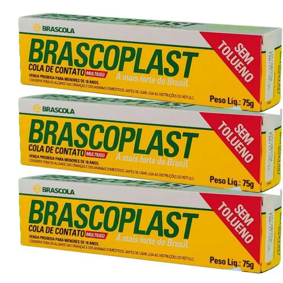 kit 3 Colas de Contato Adesivo Brascoplast ST 75g Cola de Sapateiro Brascola