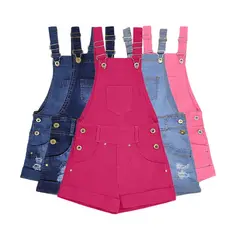 Jardineira Feminina Macaquinho Jeans Infantil Juvenil Menina