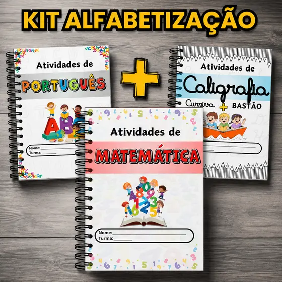 Kit Alfabetização Infantil COMPLETO | Apostilas de Português, Matemática e Caligrafia | Reforço Escolar para Crianças
