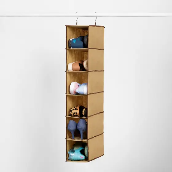 ATACADO Organizador Vertical Multiuso Sapateira Dobrável Cabideiro para Roupa Closet Armário 6 Divisórias Grande TNT