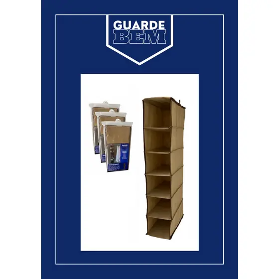 Organizador Vertical Multiuso Sapateira Dobrável Cabideiro para Roupa Closet Armário 6 Divisórias Grande TNT