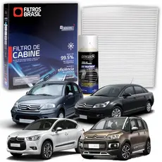 Filtro de Cabine para Ar Condicionado Citroen C3/C4 AirCross + Higienizador Limpa Ar Tipo Granada