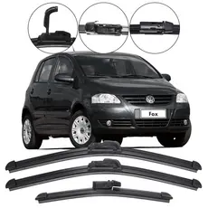 Kit 3 Palhetas Limpador Parabrisa Dianteiro + Traseiro VW Fox 2003 2004 2005 2006 2007 2008 2009