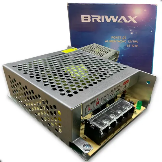 Fonte Chaveada Briwax 10 Amperes 12 Volts Bivolt para Som Automotivo e Iluminação LED