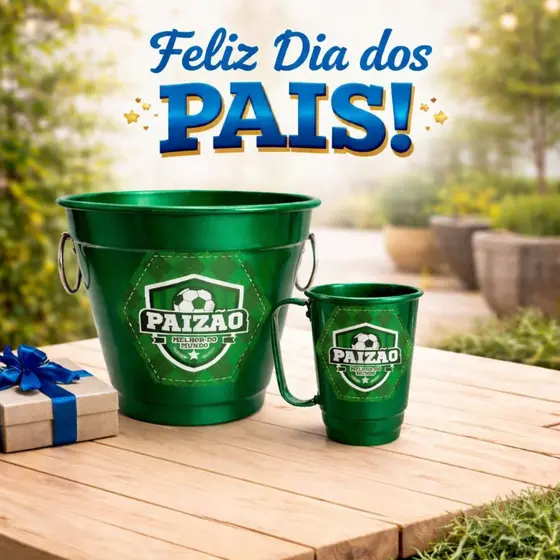 Balde de Gelo Alumínio e Caneca Kit Especial Dia dos Pais Presente