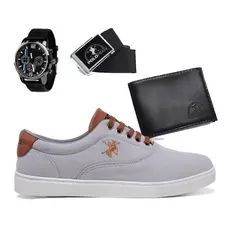 Kit Sapatênis Casual Polo Fran + Relógio + Carteira + Cinto Miami