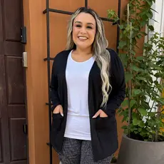Cardigan Feminino Plus Size em Lanzinha Confortável