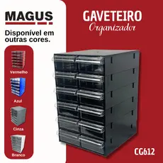 Gaveteiro CG612 Magus 12 Gavetas – Organizador Multiuso sem Divisória | Alta Capacidade