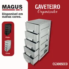 Gaveta Gaveteiro Organizador de Plastico Resistente com 5 Gavetas Grandes CG3005ECO - Magus