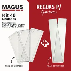 Kit 40 Réguas Divisórias Magus p/ Gaveteiro Organizador Multiuso Transparente RGA1 + RGA2
